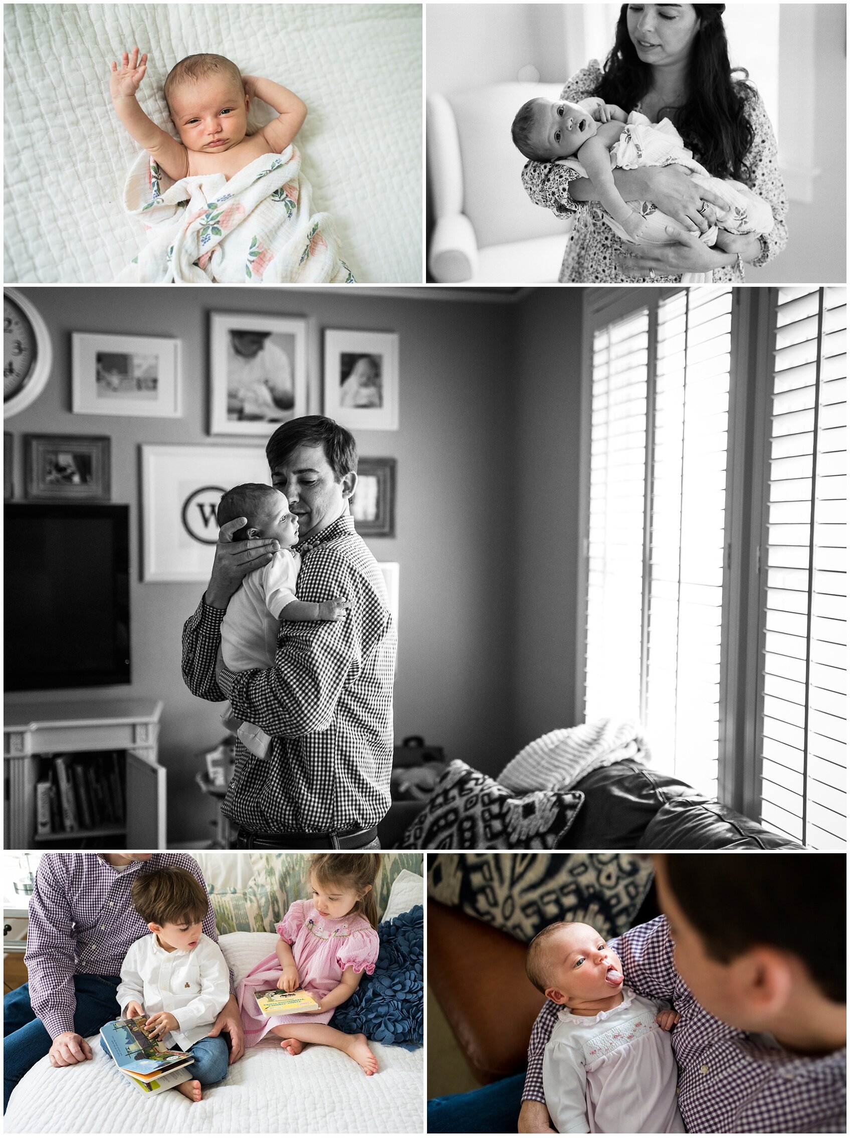 family of five newborn photo session at home