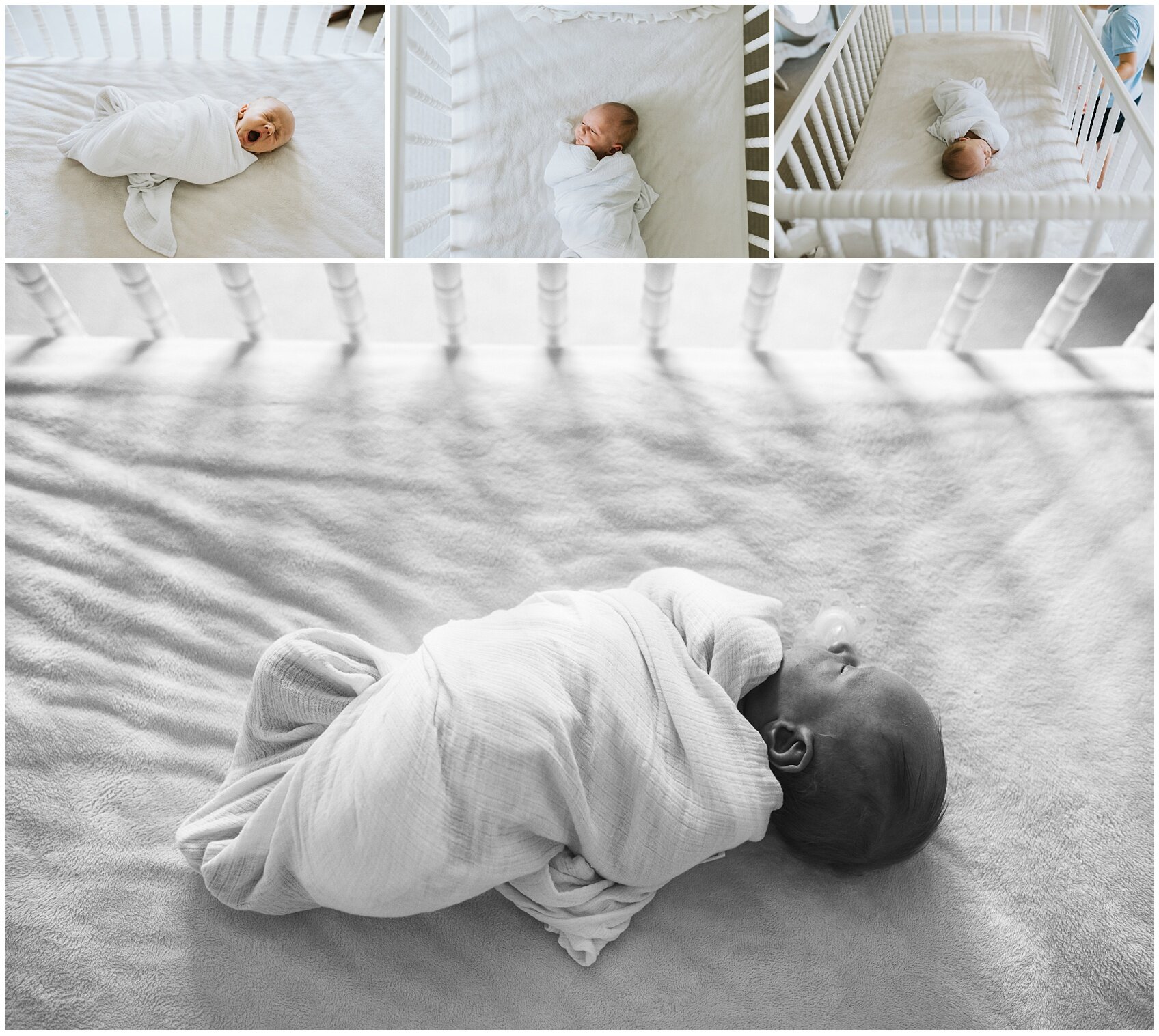 newborn baby boy in a crib