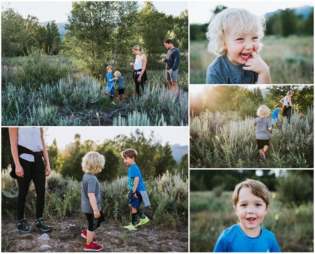 close up photos of little boys exploring the trails