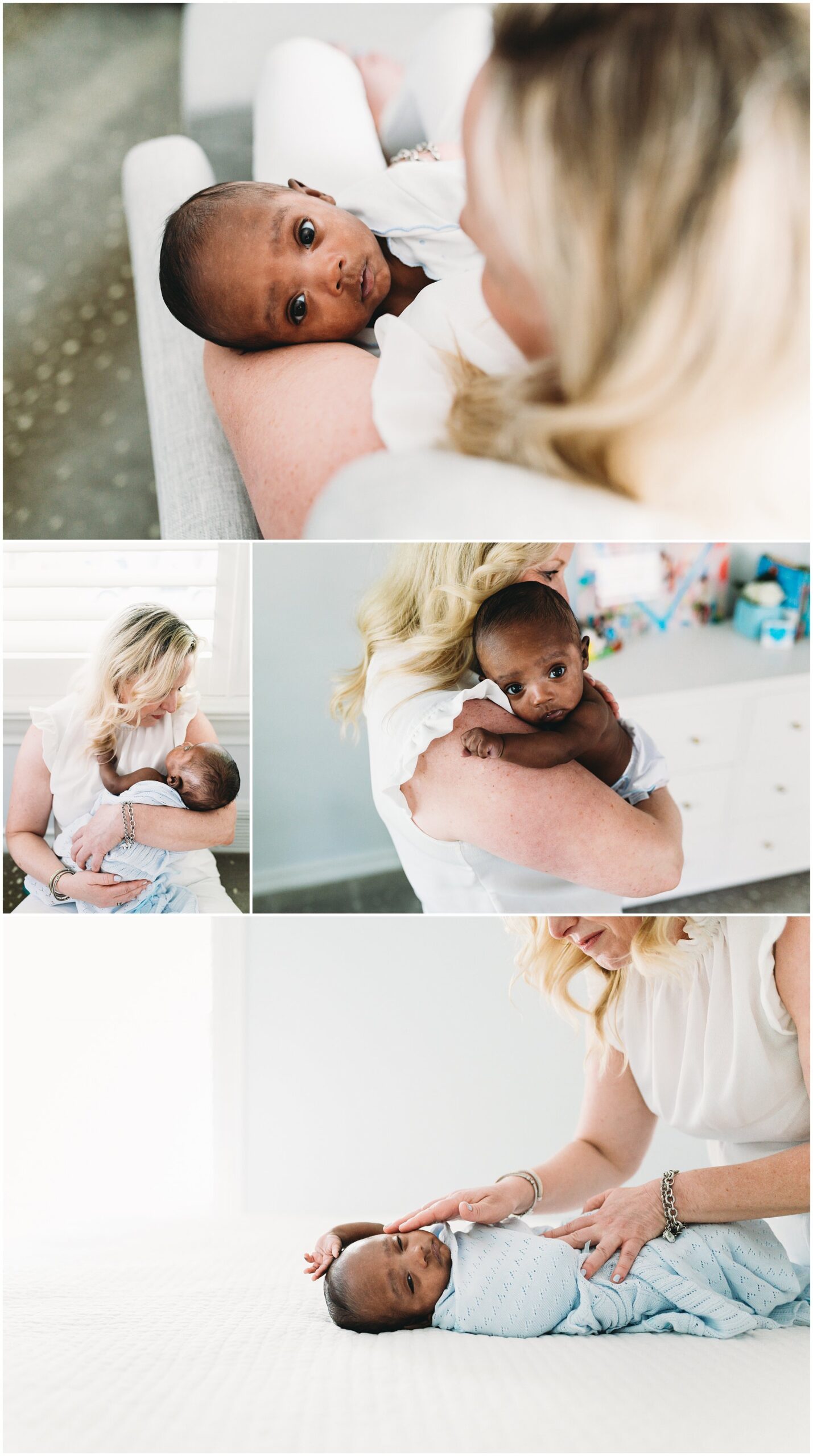 adoption newborn photography at home with mom and new son